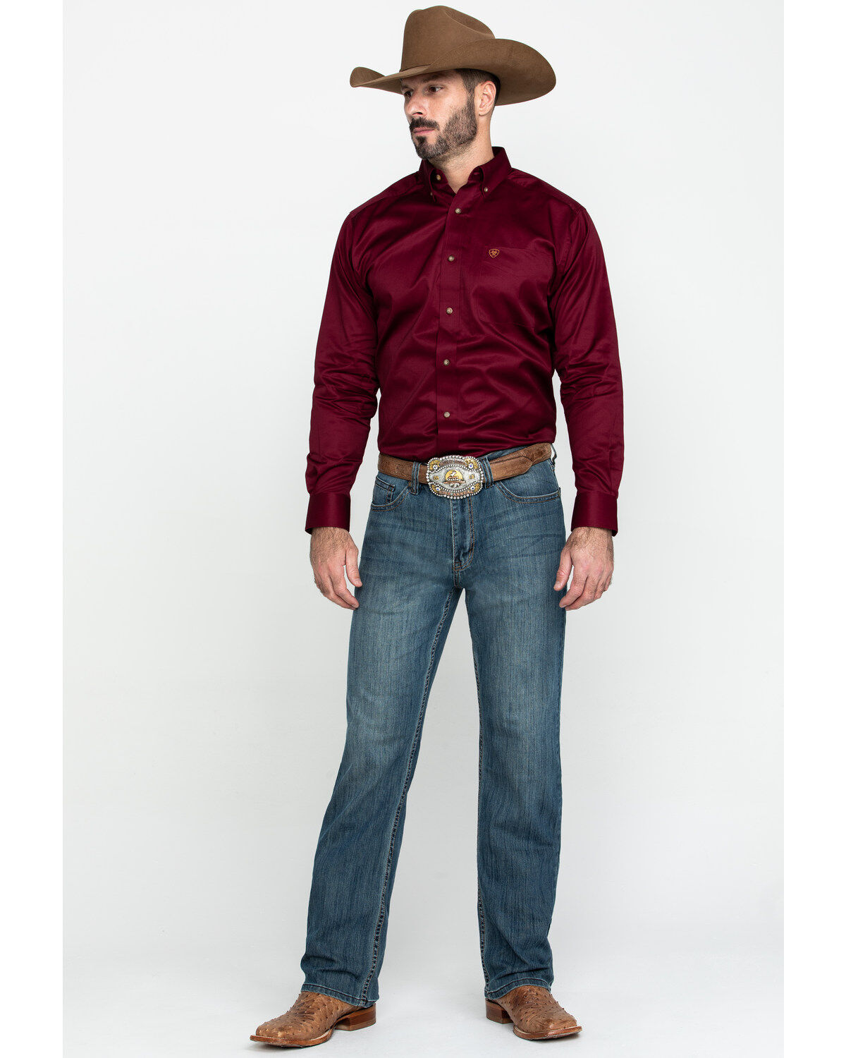 Image #12 - Ariat Men's Burgundy Solid Twill Long Sleeve Western Shirt, Burgundy, hi-res