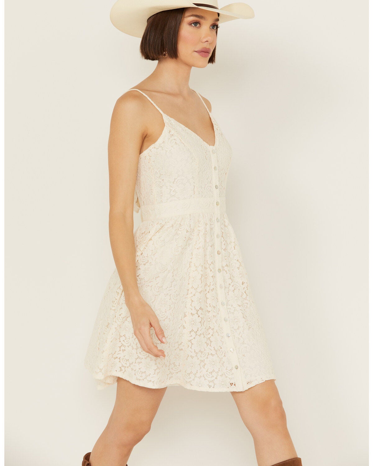 Molly Bracken Women's Lace Sleeveless Mini Dress, Cream, hi-res