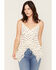 Image #1 - Wild Moss Women's Polka Dot Lace Hanky Hem Sleeveless Top, Ivory, hi-res