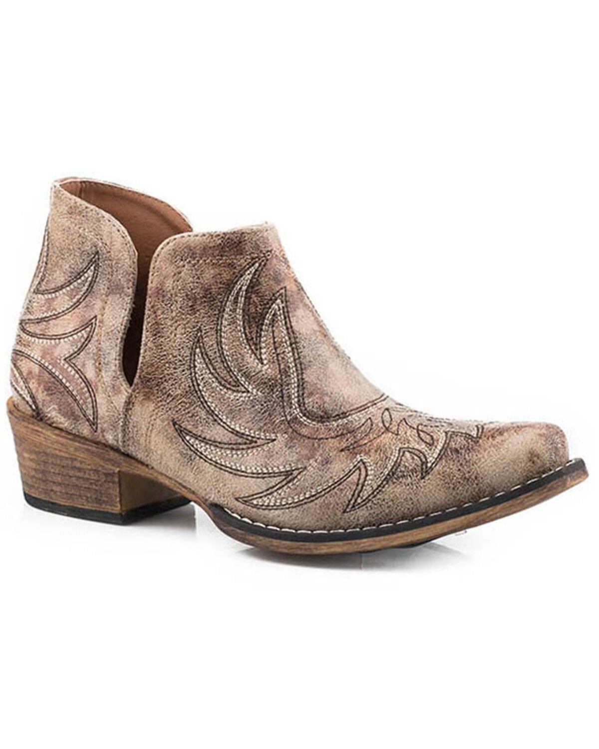 Roper Women's Ava Vintage Western Booties - Snip Toe, Tan, hi-res