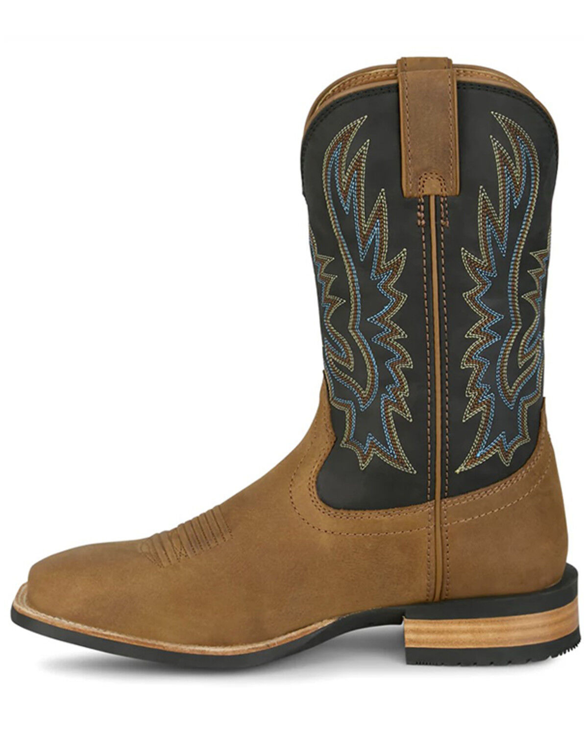Image #3 - Justin Men's Rustle Performance Western Boots - Broad Square Toe, Black, hi-res