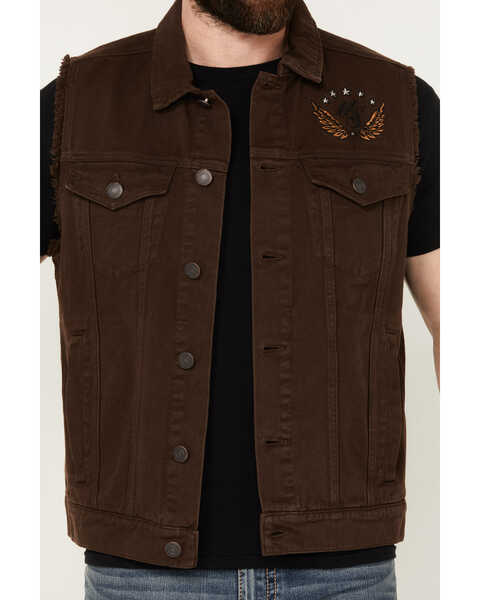 Image #3 - Moonshine Spirit Men's Revolt Trucker Cutoff Vest , Dark Brown, hi-res