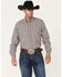 Cinch Men's Small Plaid Print Long Sleeve Button Down Western Shirt , Burgundy, hi-res