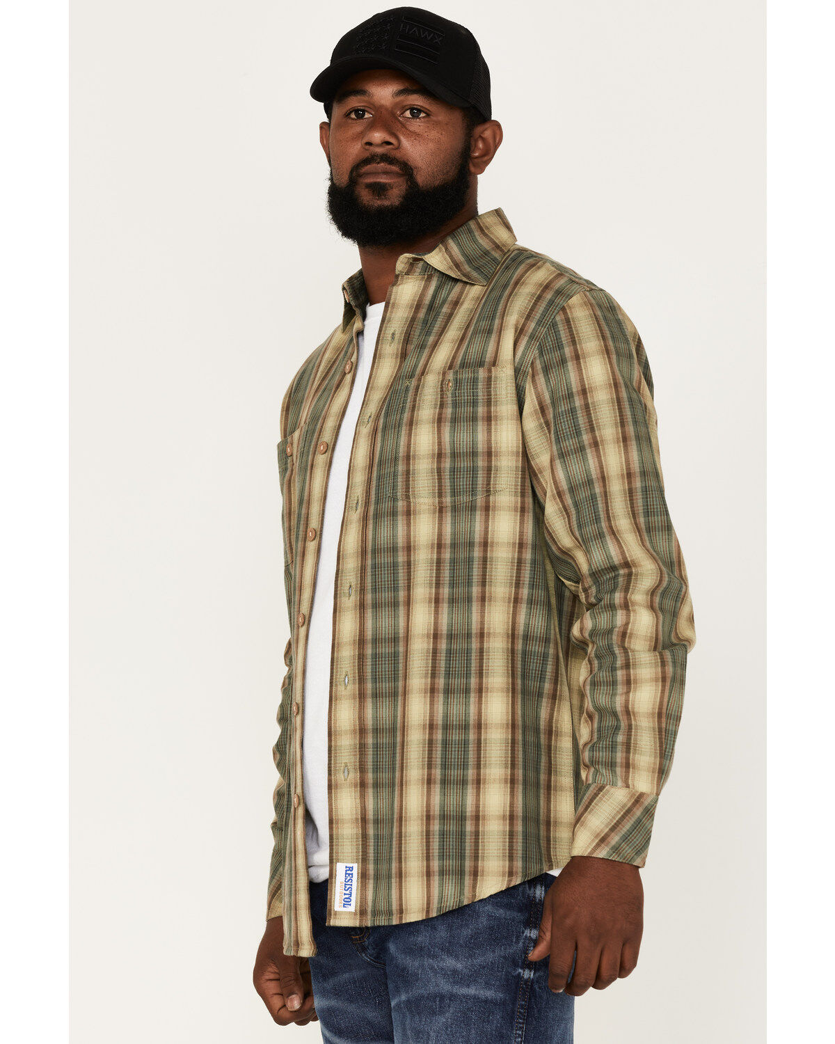 Image #2 - Resistol Men's Boulder Large Plaid Button Down Western Shirt, Sage, hi-res
