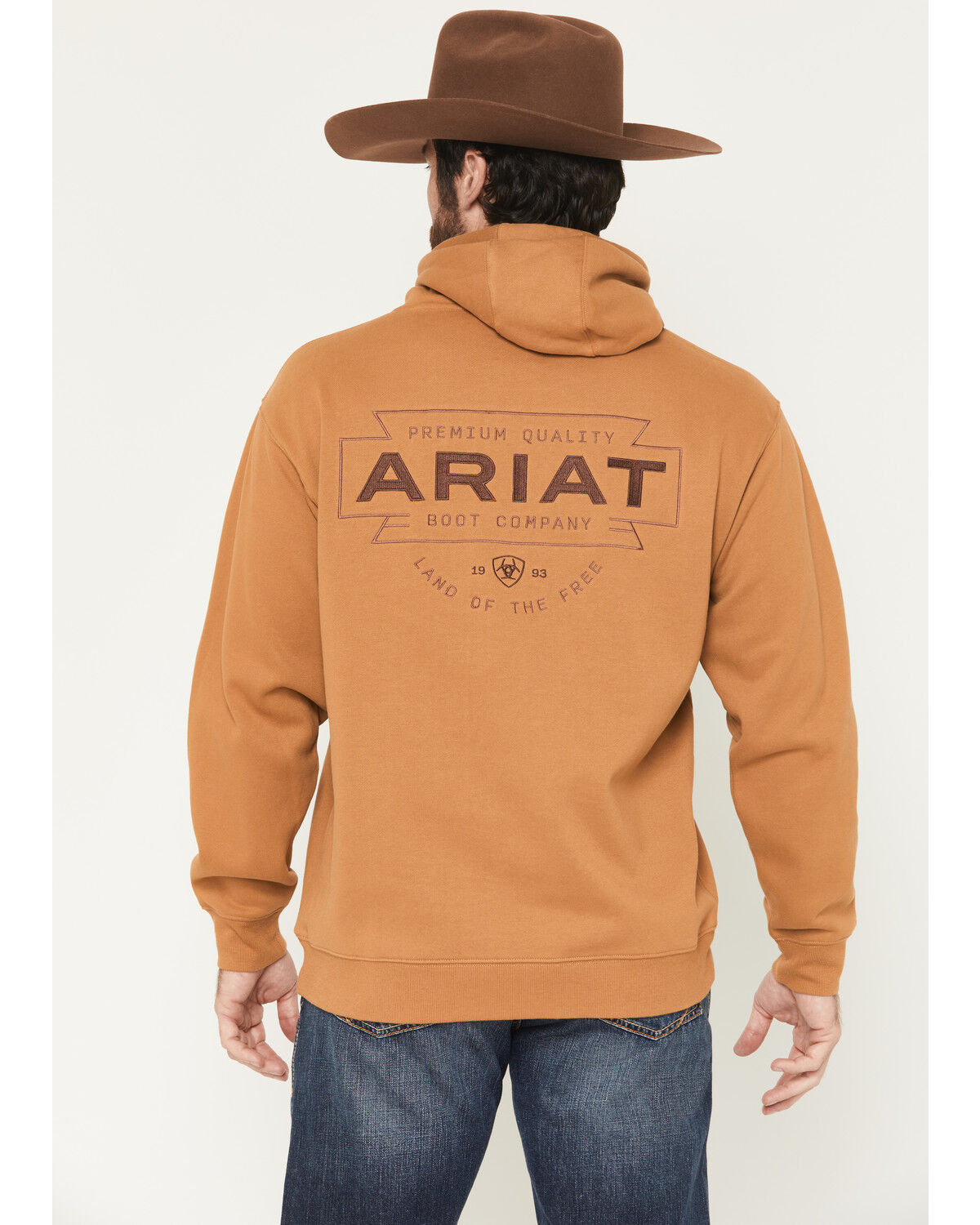 Image #1 - Ariat Men's Simple Buckle Southwestern Embroidered Hooded Sweatshirt, Rust Copper, hi-res