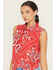 Image #2 - Wrangler Retro Women's Bandana Print Sleeveless Cropped Snap Western Shirt, Red, hi-res