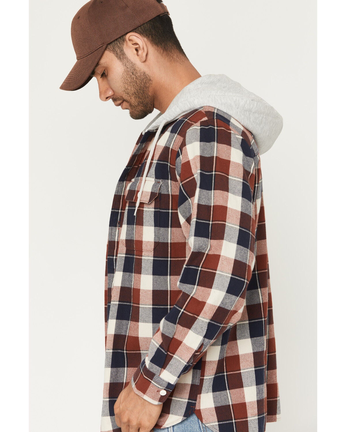 Image #2 - Levi's Men's Claude Plaid Print Long Sleeve Button-Down Hooded Flannel Shirt, Rust Copper, hi-res