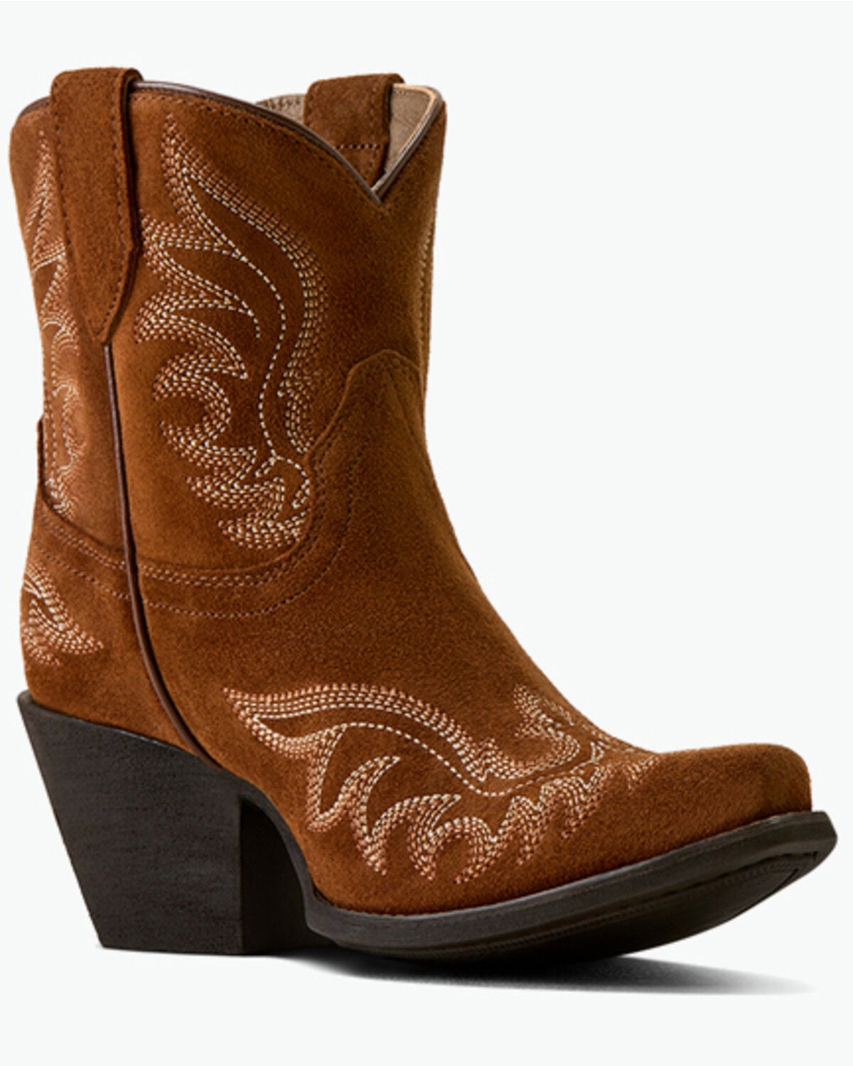 Ariat Women's Chandler Suede Booties - Snip Toe, Brown, hi-res
