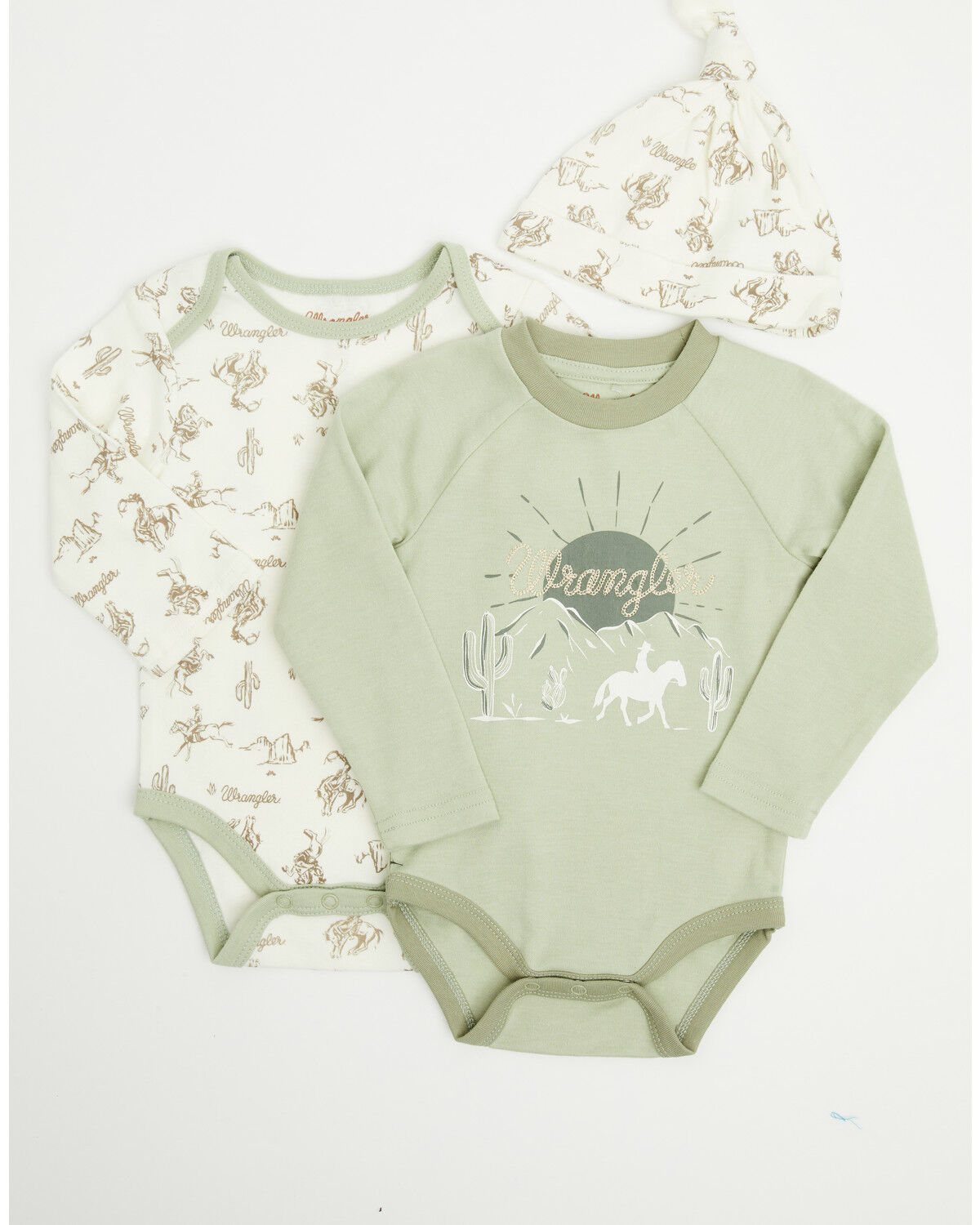 Image #1 - Wrangler Infant Boys' Cowboy Sunset Onesie Set - 3 Piece, Multi, hi-res