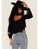 Shyanne Women's Floral Embroidered Off-Shoulder Crop Top, Black, hi-res