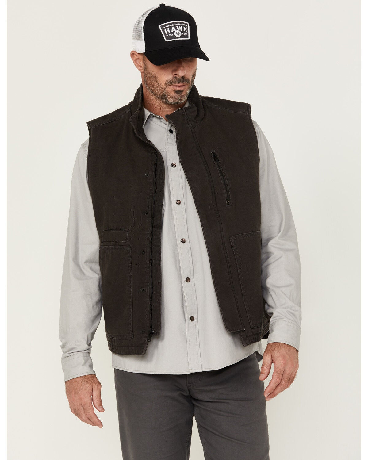 Thorogood Men's Heritage Stone Washed Canvas Vest, Brown, hi-res