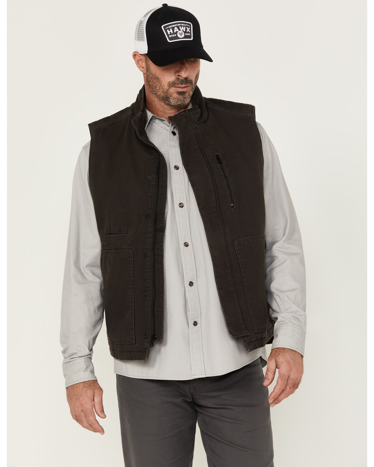 Image #1 - Thorogood Men's Heritage Stone Washed Canvas Vest, Brown, hi-res
