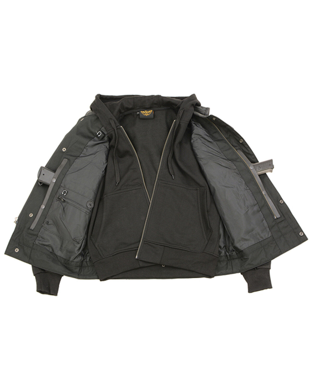 Image #2 - Milwaukee Leather Men's Club Style Zip Front Vest and Full Sleeve Hooded Jacket, Black, hi-res
