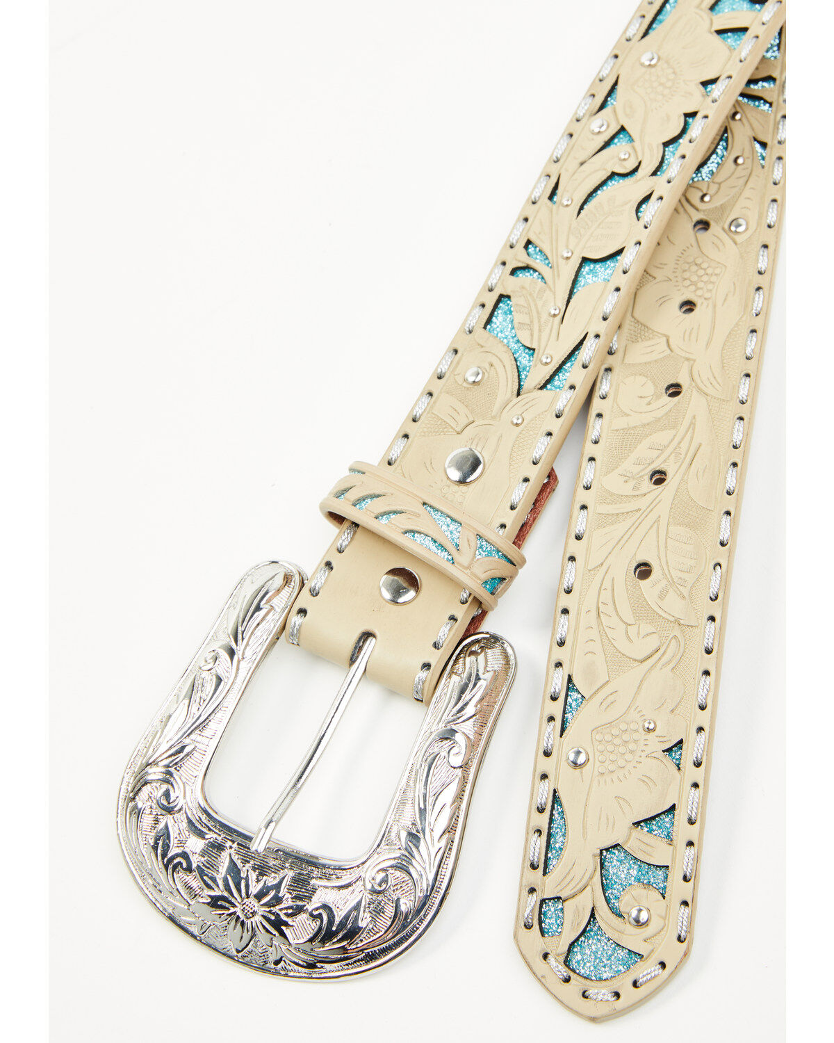 Product Name:  Shyanne Women's Glitter Underlay Tooled Belt