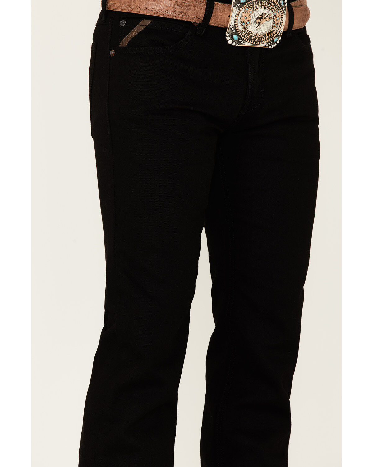 Image #2 - Ariat Men's M7 Black Legacy Wash Stretch Slim Straight Jeans, Black, hi-res