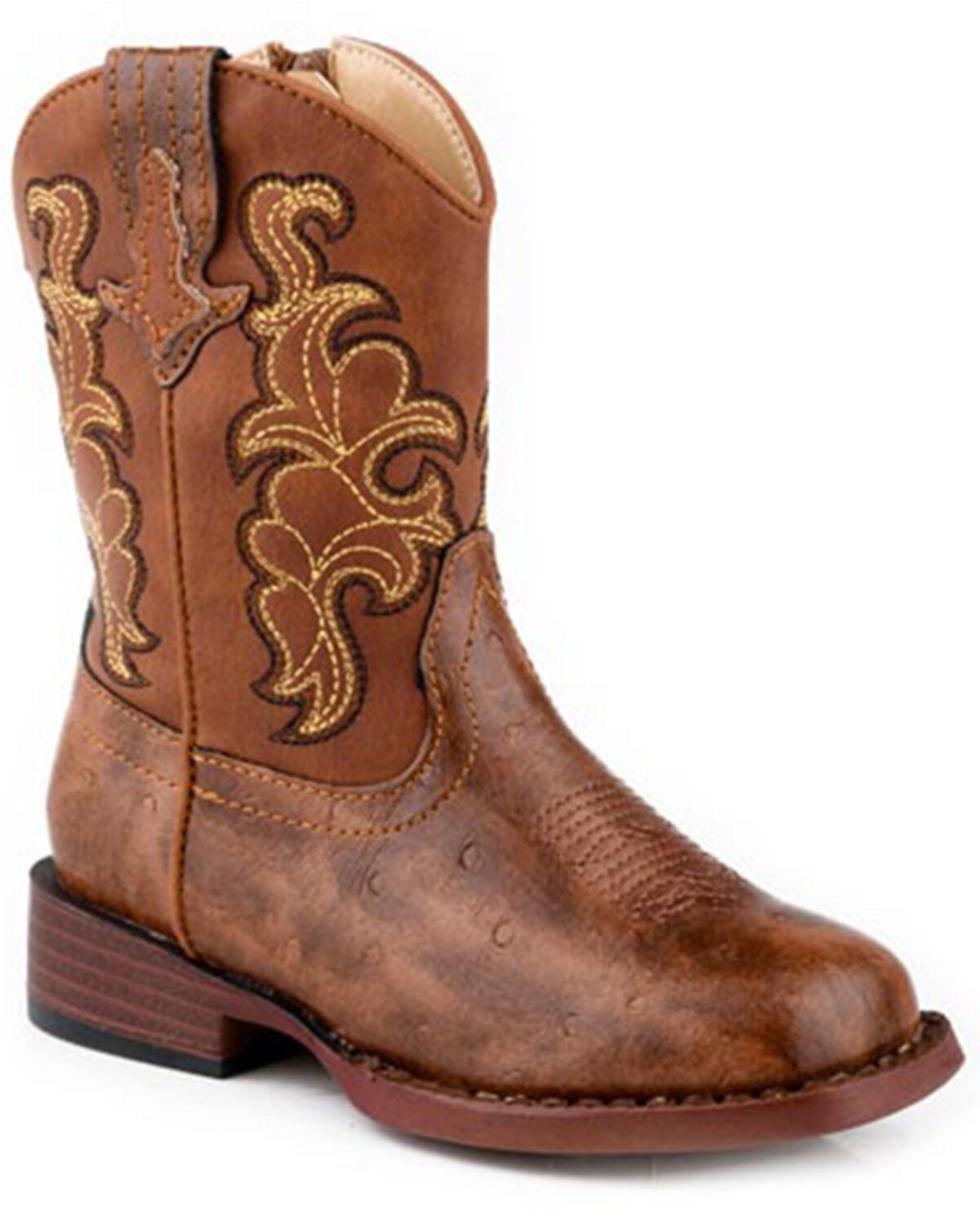 Roper Toddler Boys' Quills Western Boots - Broad Square Toe, Brown, hi-res