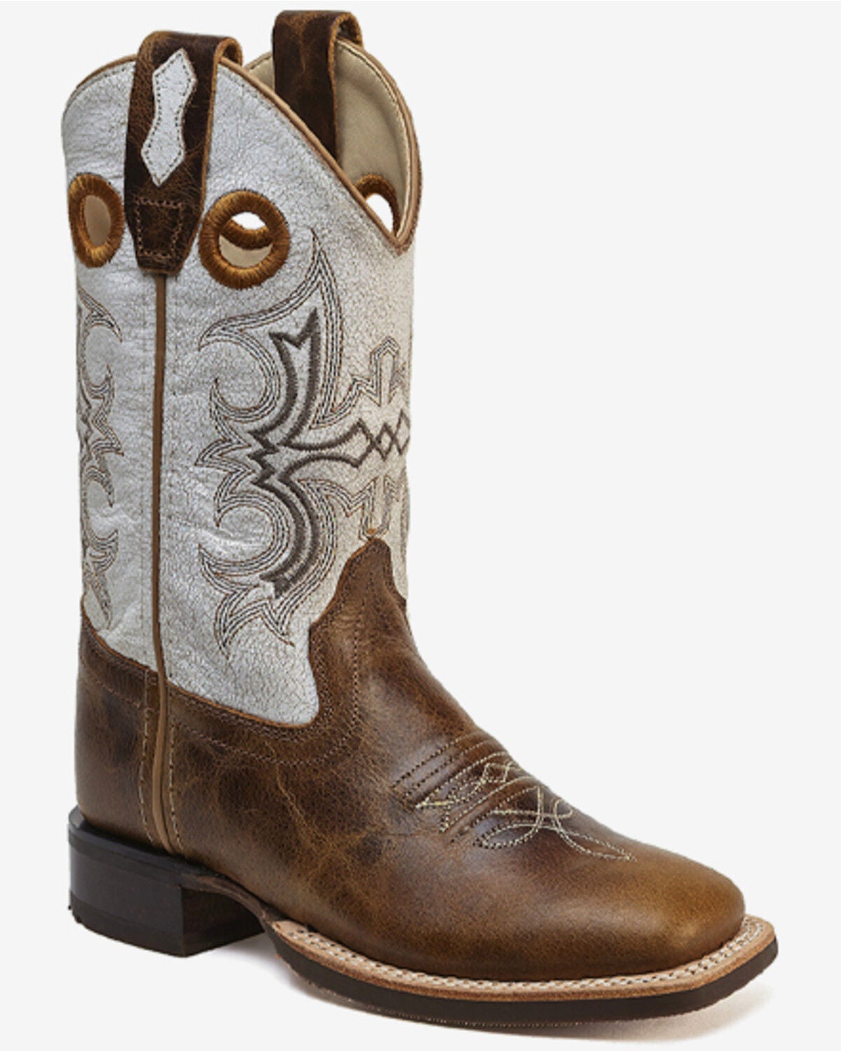 Image #1 - Old West Boys' Crackle Performance Western Boots - Broad Square Toe, Tan, hi-res