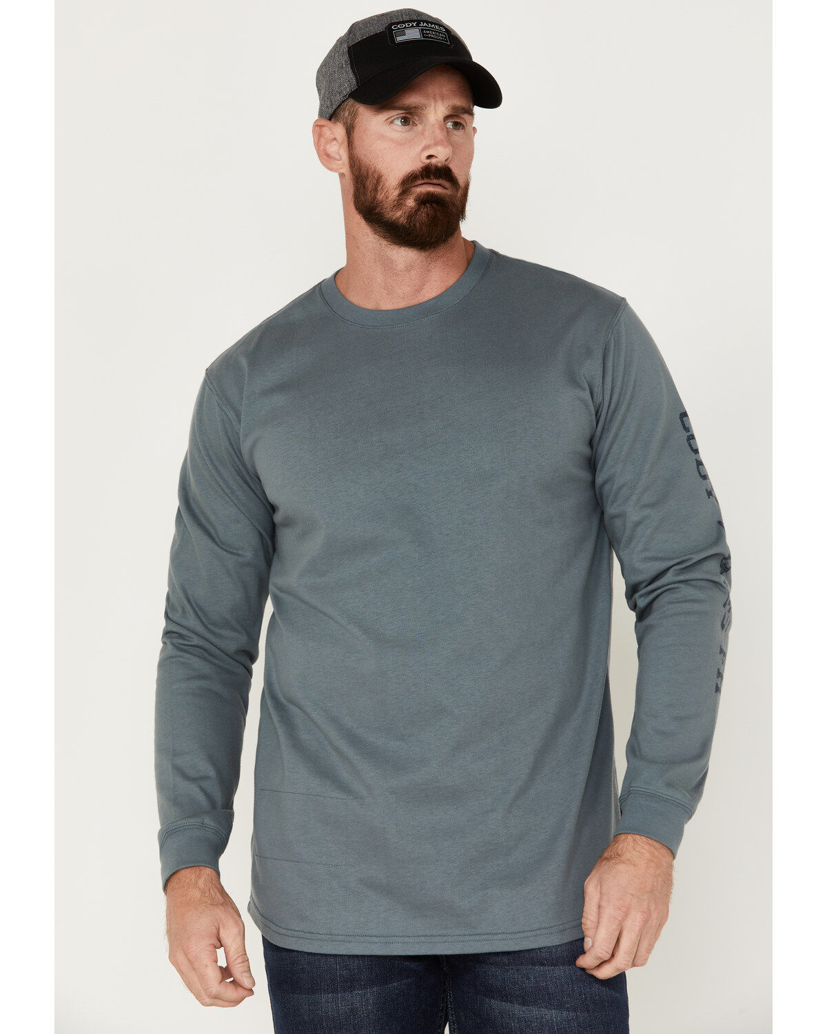 Image #1 - Cody James Men's FR Skull Logo Graphic Long Sleeve Work T-Shirt, Slate, hi-res