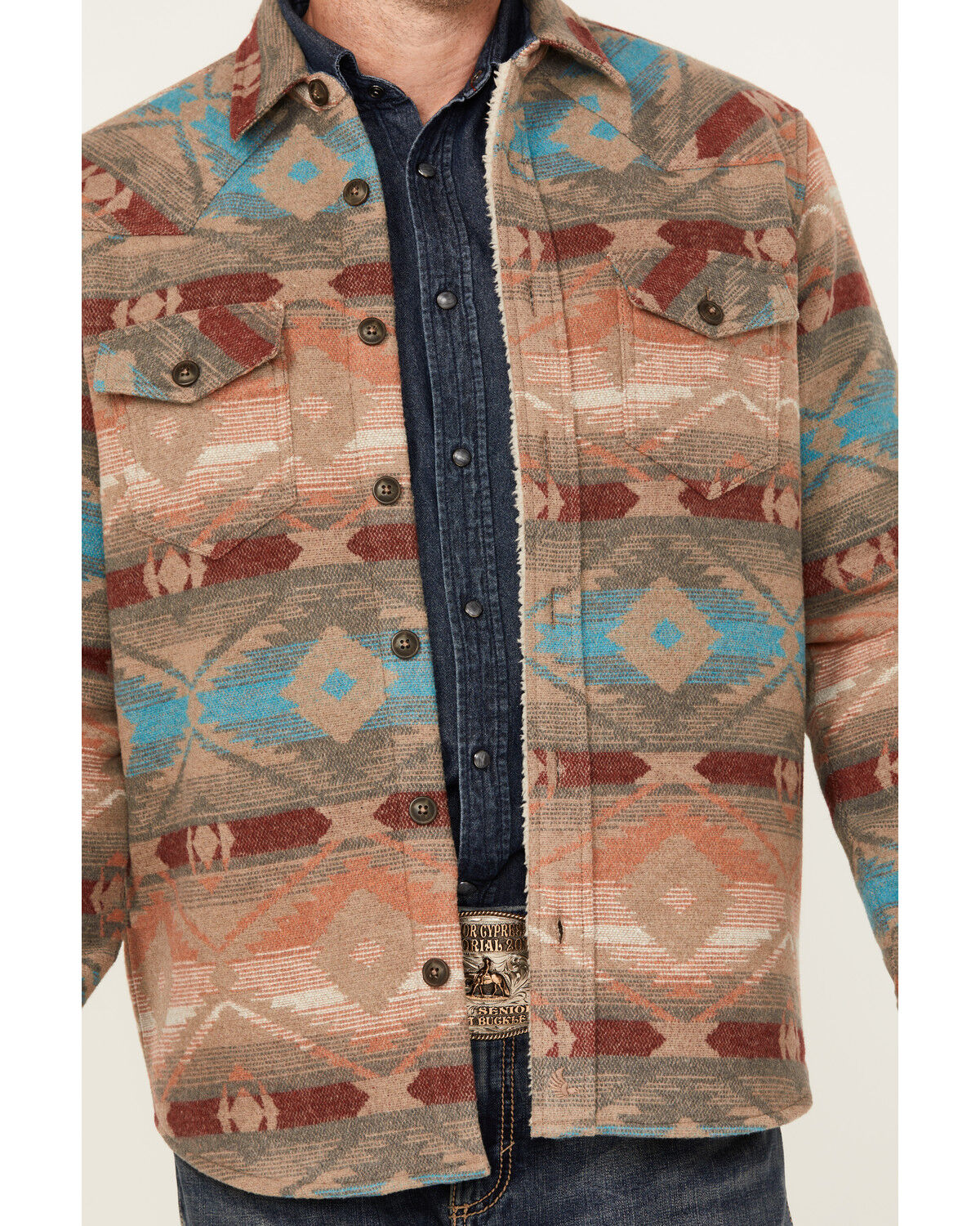 Image #3 - Cody James Men's Base Camp Sherpa Lined Flannel Shirt Jacket, Tan, hi-res