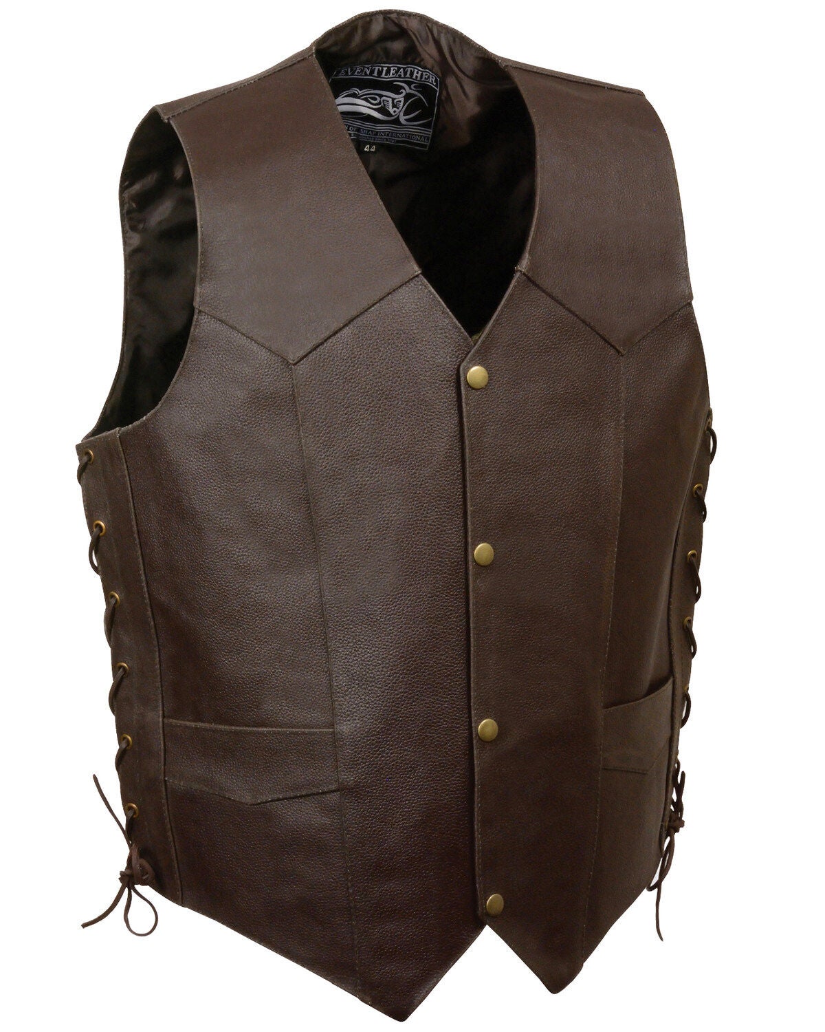 Milwaukee Leather Men's Side Lace Skull & Wings Vest - 5X, Brown, hi-res