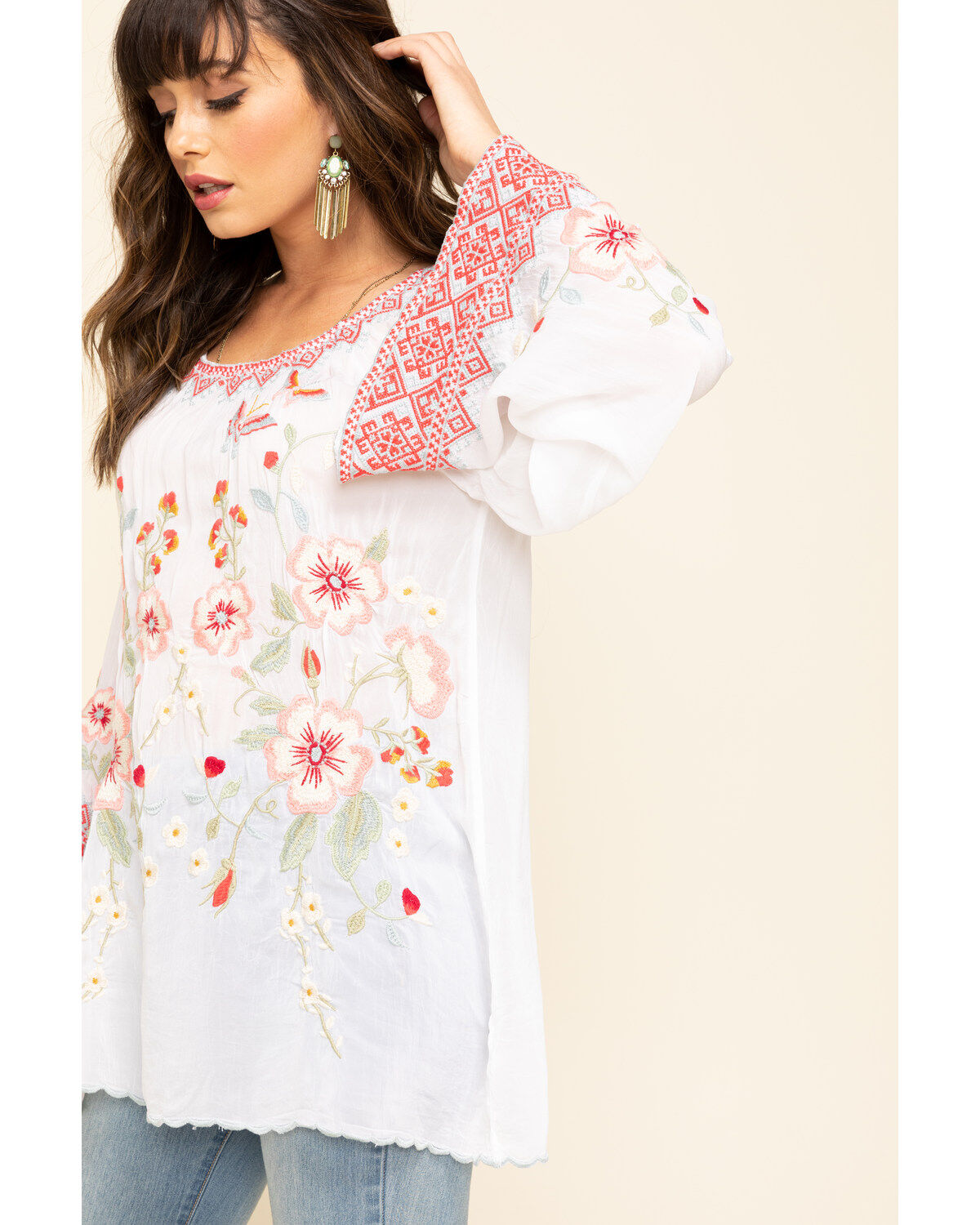 Image #5 - Johnny Was Women's White Grace Bell Sleeve Top, , hi-res
