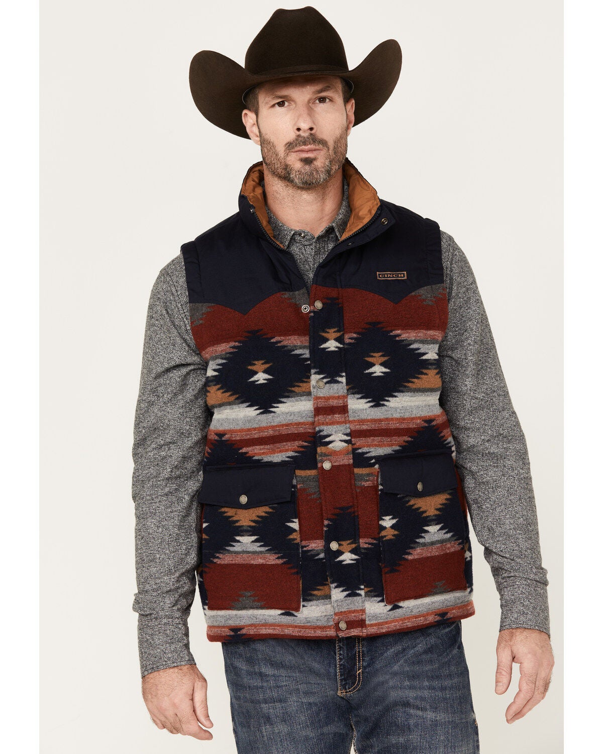 Image #1 - Cinch Men's Quilted Southwestern Print Vest, , hi-res