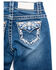 Shyanne Girls' Medium Wash Swirl Floral Embroidered Bootcut Jeans , Blue, hi-res