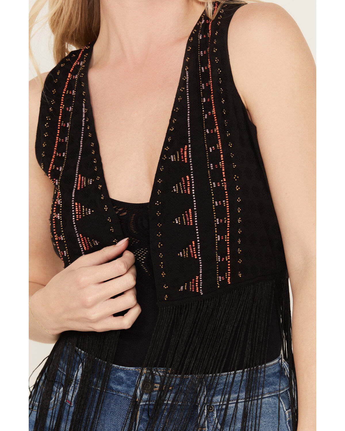 Image #3 - Idyllwind Women's Juniper Beaded Vest, Black, hi-res