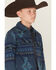 Image #2 - Cody James Boys' Rosewell Southwestern Print Button-Down Flannel Shirt Jacket, Blue, hi-res
