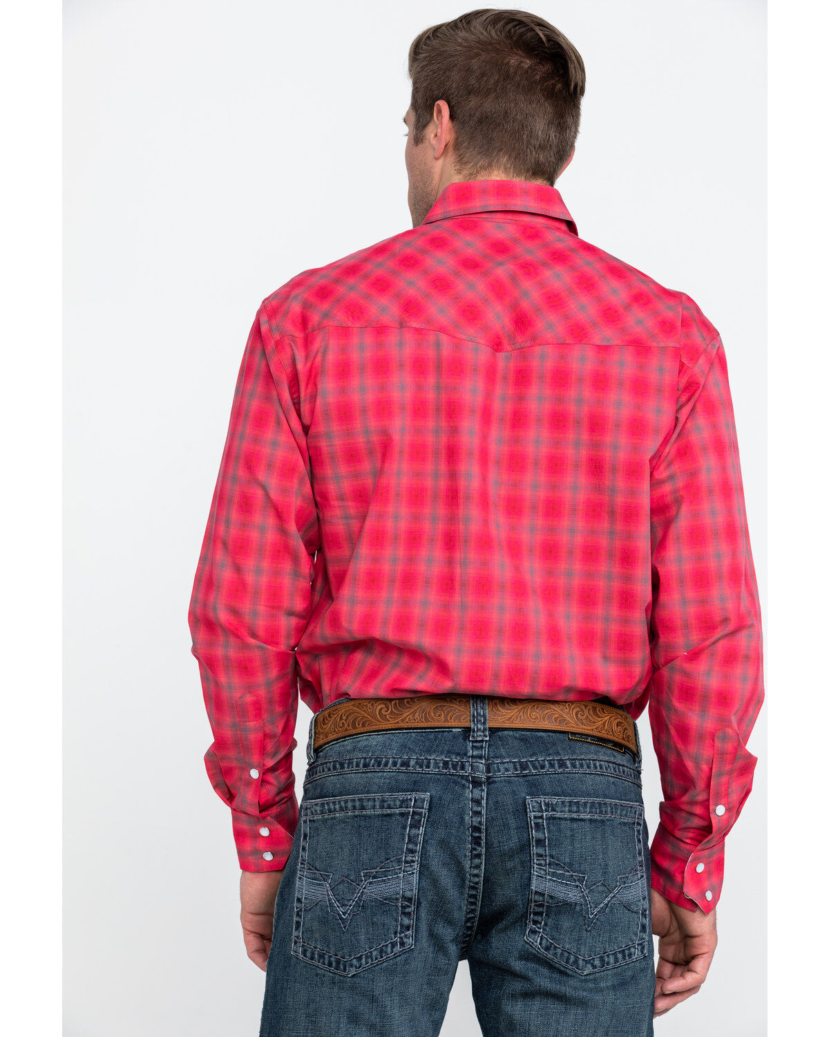 Image #2 - Resistol Men's Connemara Med Plaid Long Sleeve Western Shirt, Pink, hi-res