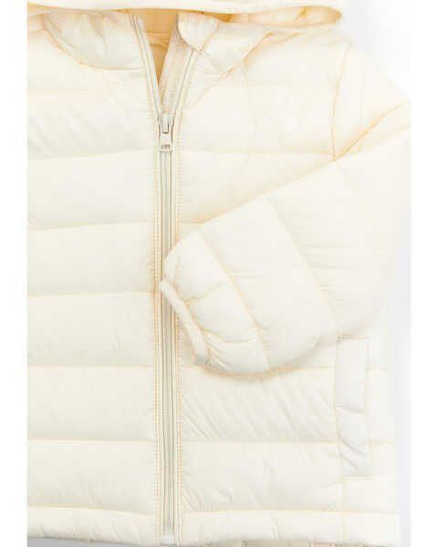 Image #2 - Urban Republic Little Girls' Quilted Packable Puffer Hooded Jacket, Cream, hi-res