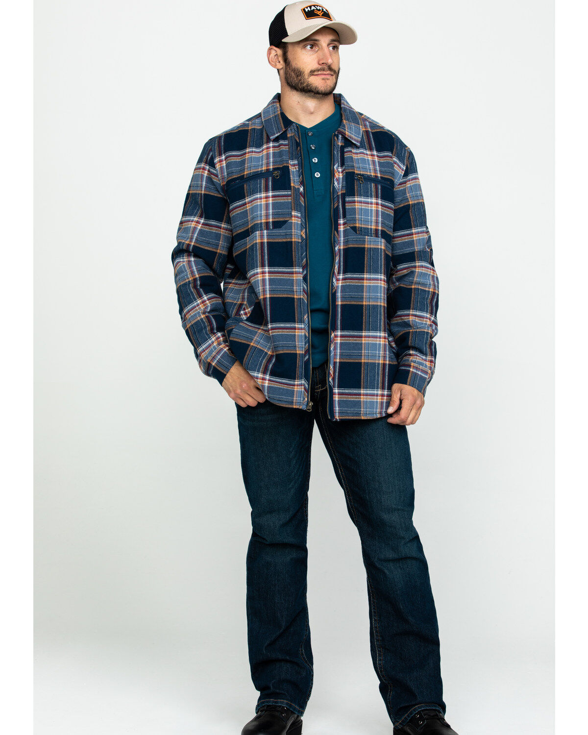 Mens plaid zip up jacket Clearance