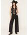 Image #1 - Cello Women's High Rise Rhinestone Wide Leg Stretch Denim Jeans, Black, hi-res
