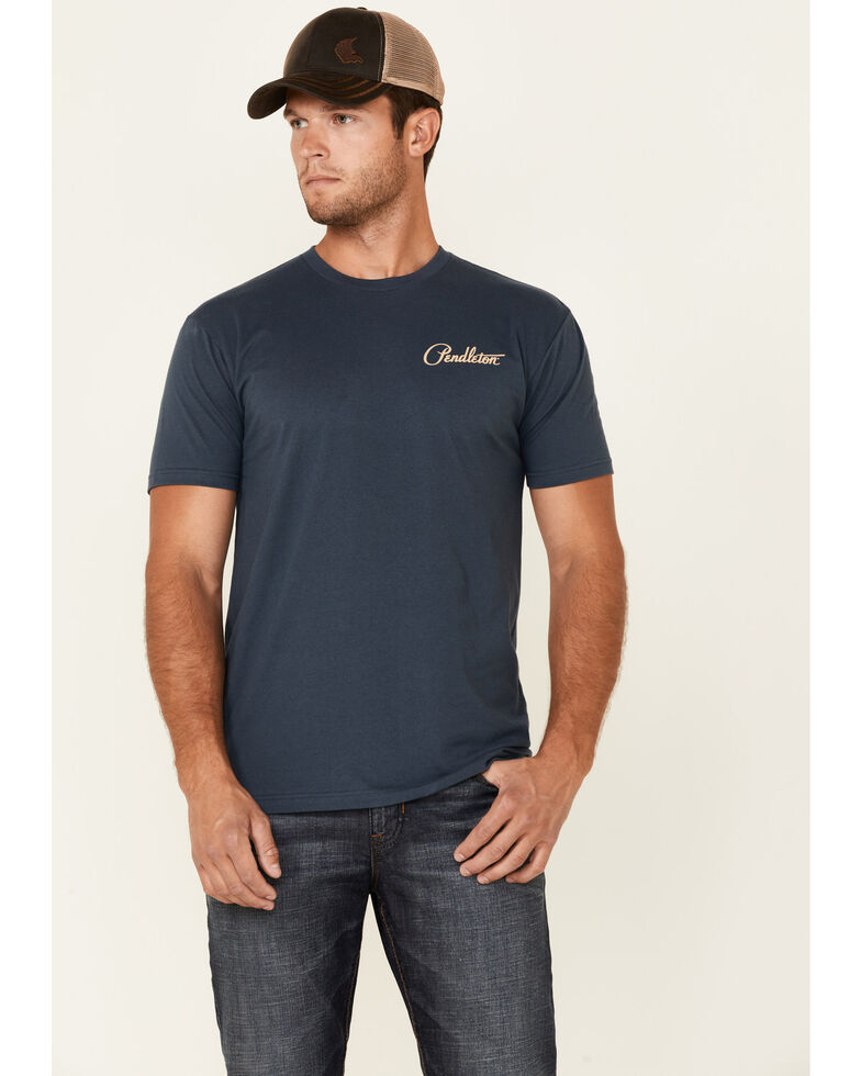 Pendleton Men's Navy Siskiyou All-Over Bison Graphic Short Sleeve T-Shirt , Navy, hi-res
