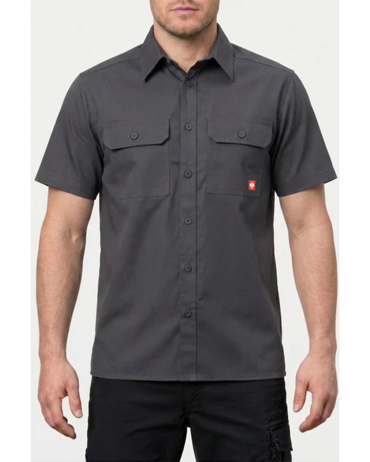 Strauss Men's E.S. Iconic Short Sleeve Button-Down Work Shirt, Grey, hi-res