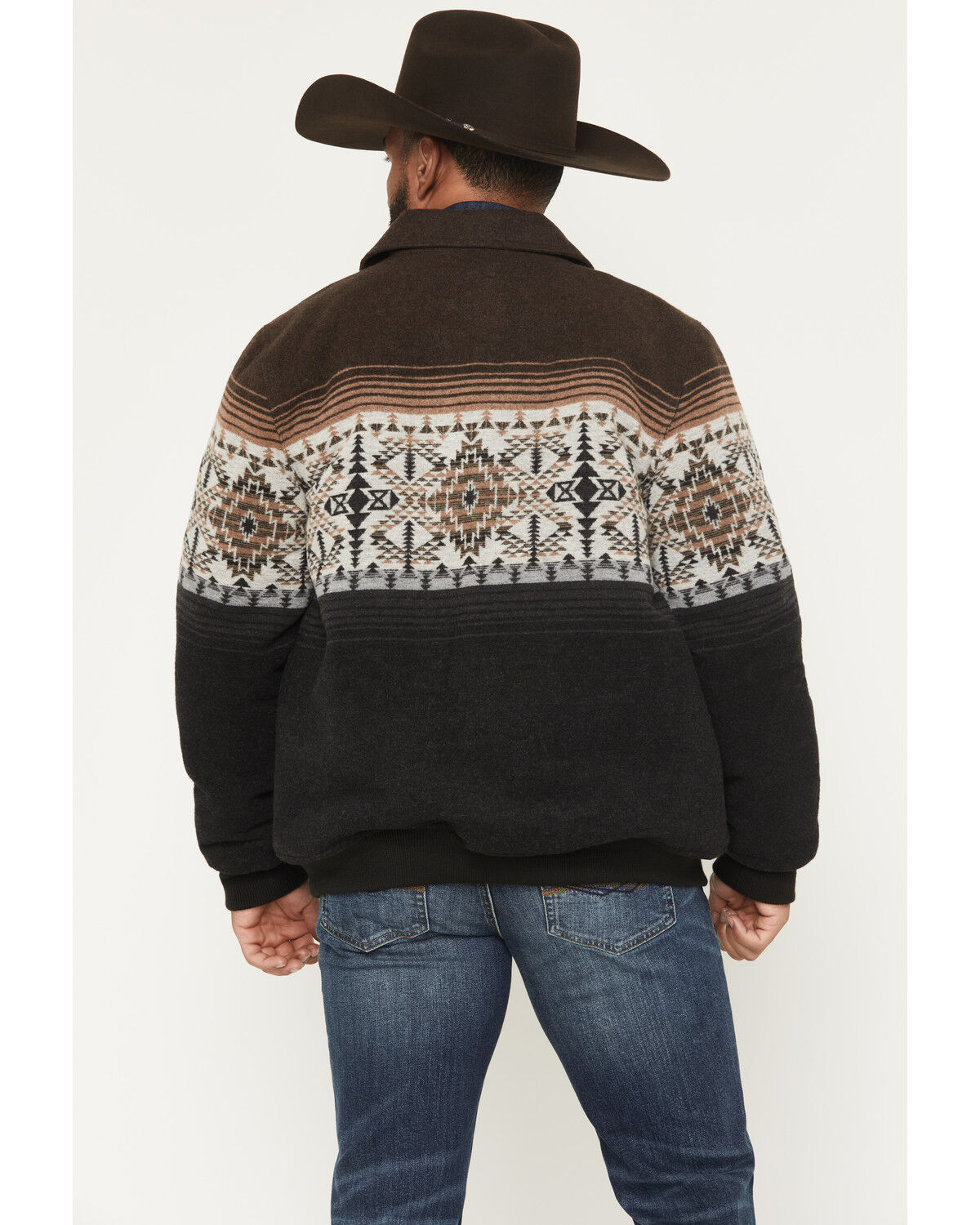 Image #4 - Panhandle Men's Pueblo Southwestern Border Print Bomber Jacket, Black, hi-res