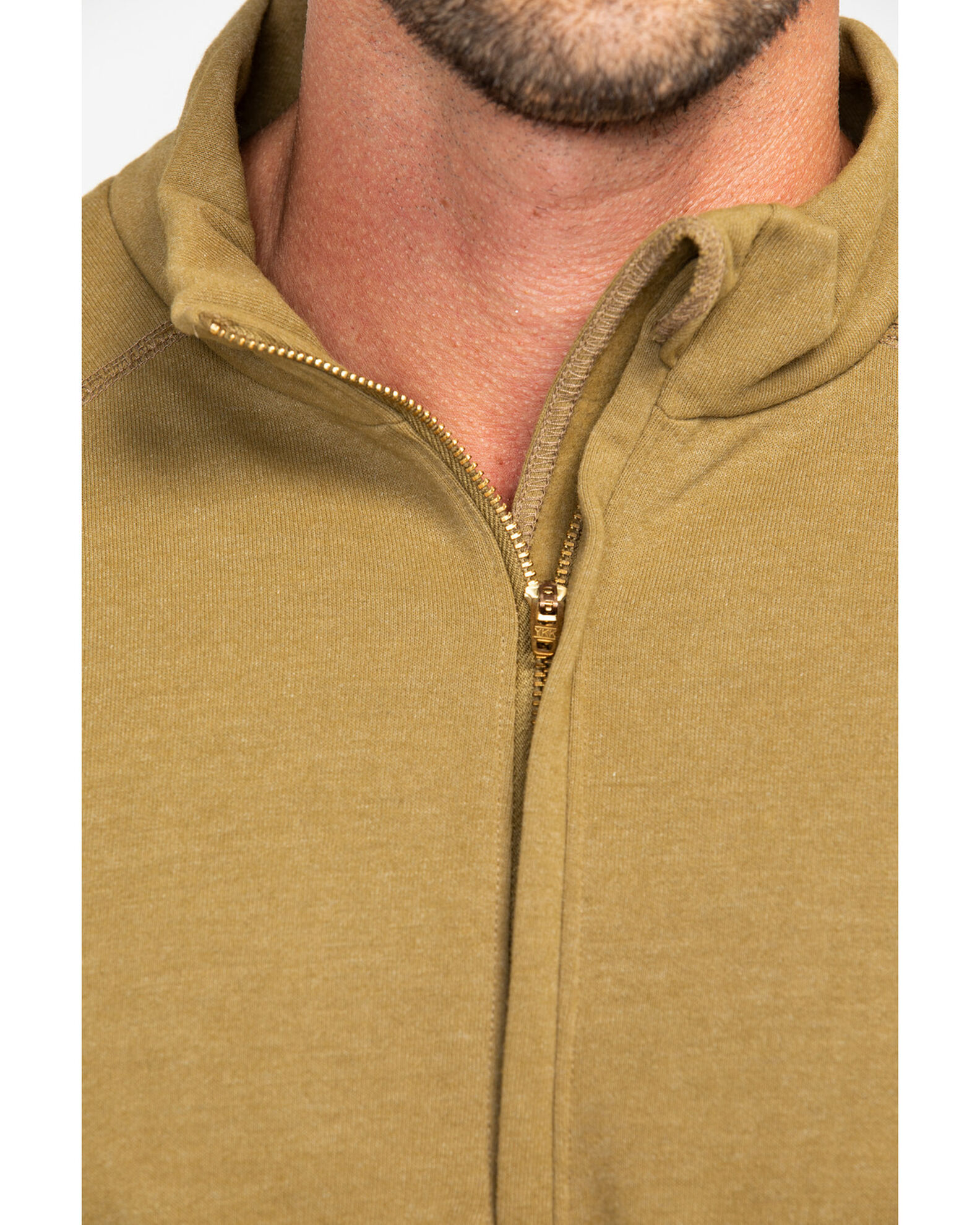 NSA Drifire Men's FR Mock Zip Fleece Work Pullover, Brown
