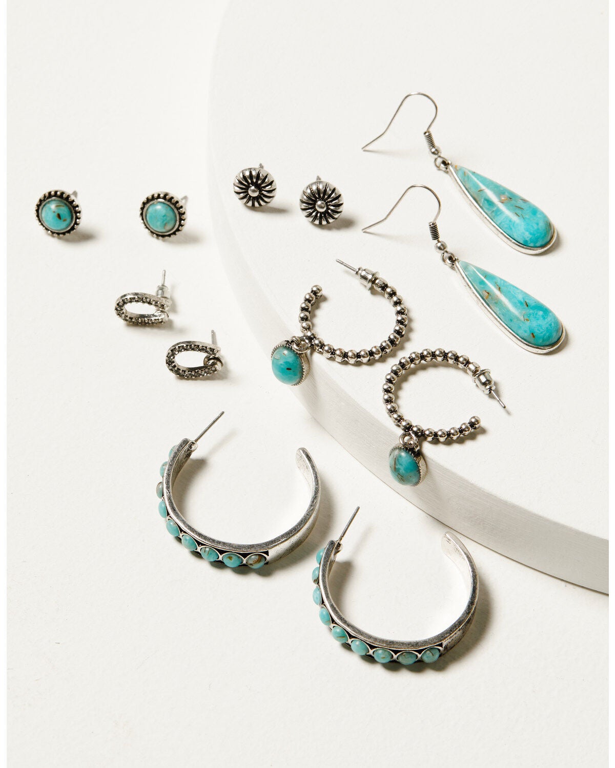 Shyanne Women's Ridge Canyon Turquoise Hoop Set - 6 Piece, Silver, hi-res
