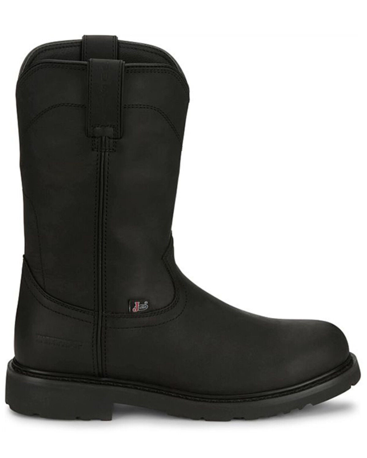 Image #2 - Justin Men's 11" Dorsal Waterproof Work Boots - Steel Toe, Black, hi-res