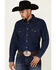 Image #1 - Wrangler Men's Dark Denim Solid Long Sleeve Snap Western Shirt , Dark Blue, hi-res