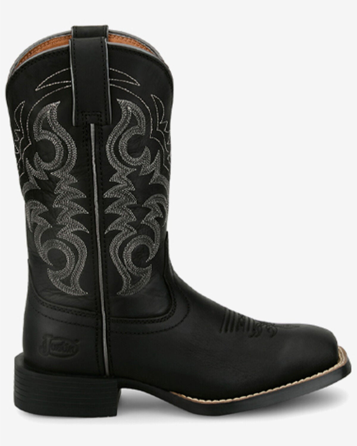 Image #2 - Justin Women's Stampede Della Performance Western Boots - Broad Square Toe, Black, hi-res