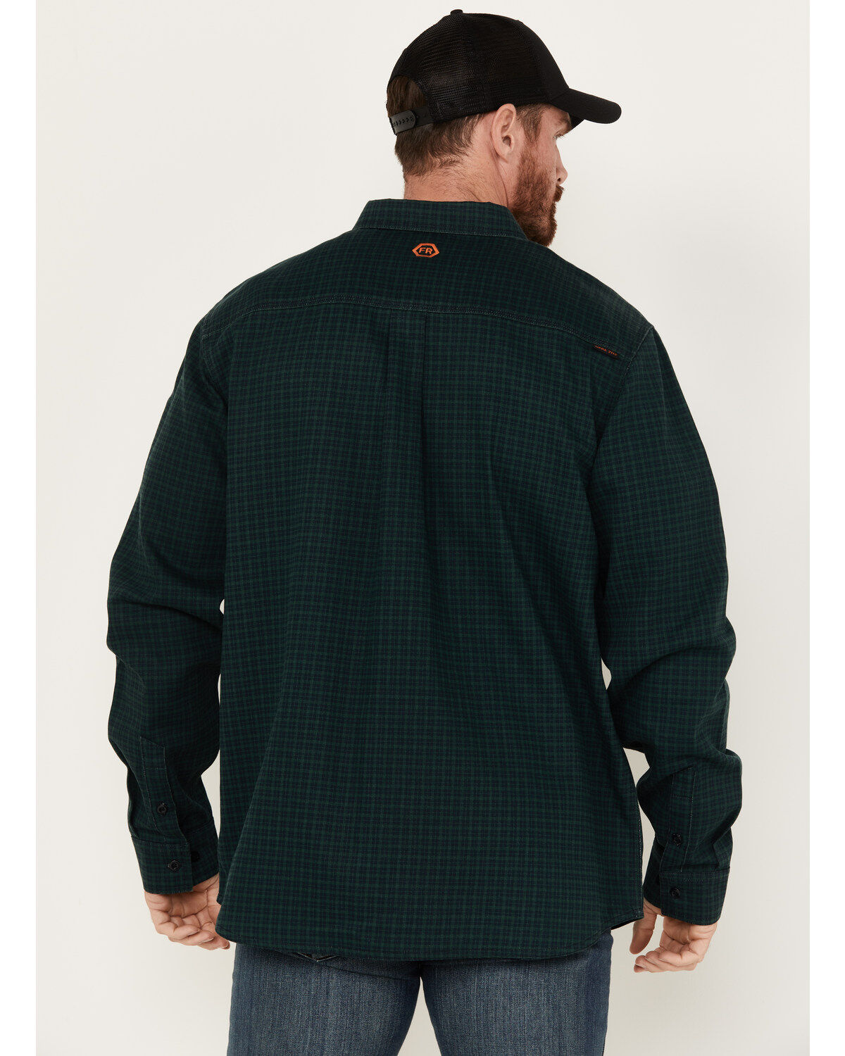 Image #4 - Hawx Men's FR Plaid Print Long Sleeve Button-Down Work Shirt, Green, hi-res