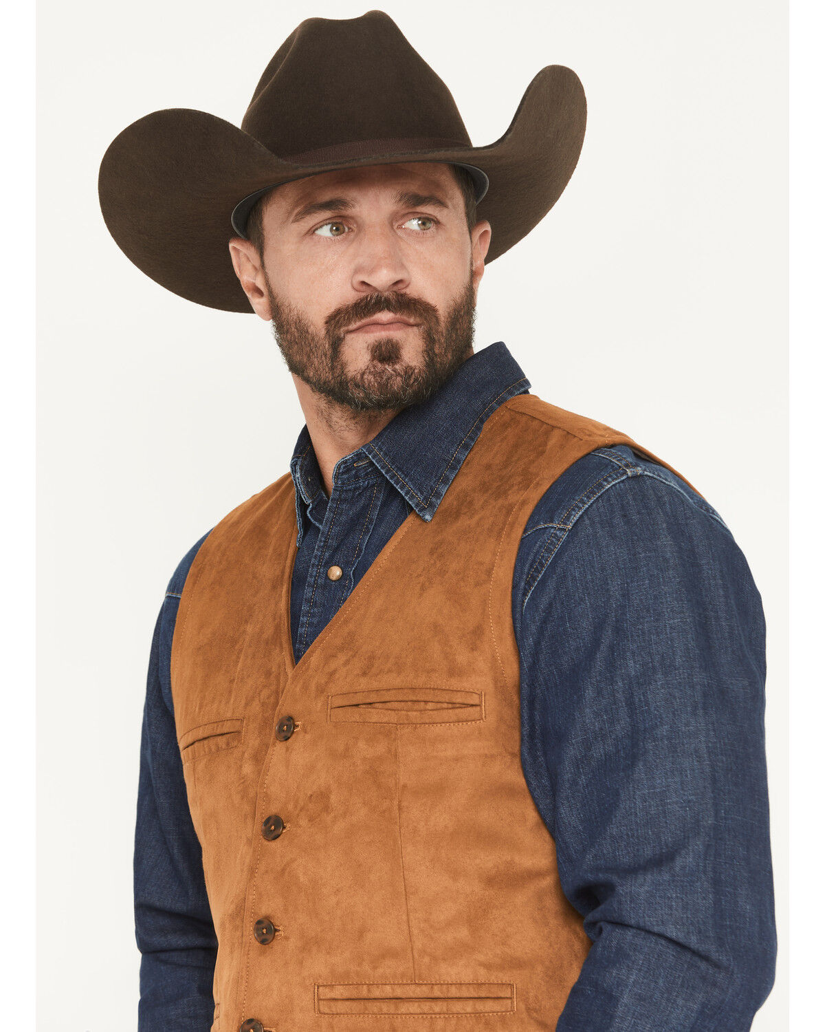 Image #2 - Cody James Men's Howard Faux Suede Button-Down Vest, Camel, hi-res