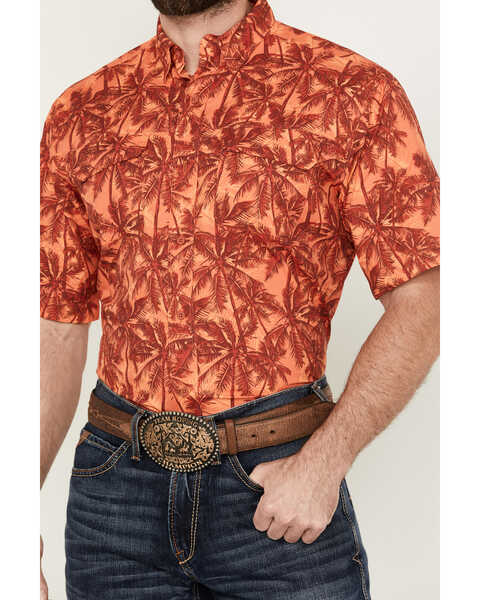Image #3 - Ariat Men's VentTek Outbound Palm tree Print Short Sleeve Button-Down Performance Western Shirt , Dark Orange, hi-res