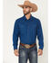 Image #1 - Wrangler Retro Men's Plaid Print Long Sleeve Snap Flannel Shirt, Blue, hi-res