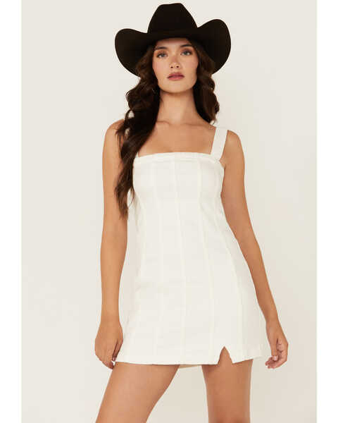 Show Me Your Mumu Women's Corset Denim Mini Dress , White, hi-res