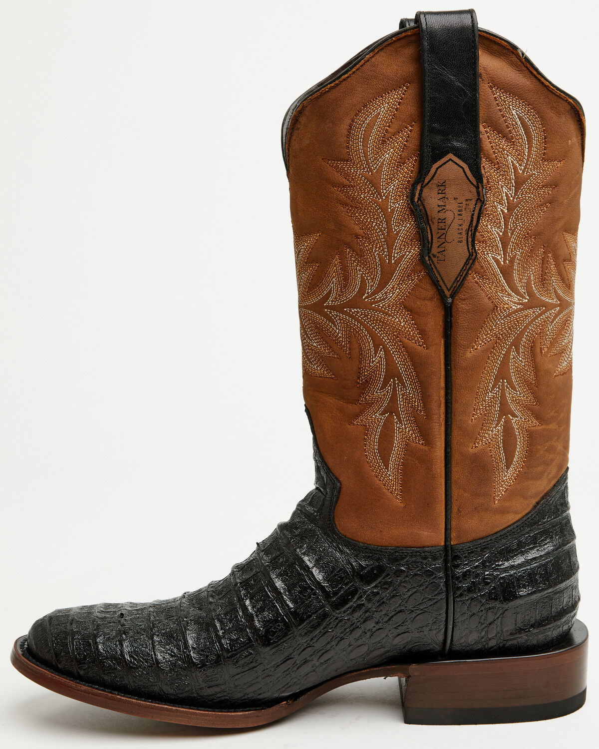 Image #3 - Tanner Mark Men's Caiman Print Western Boots - Round Toe, Black, hi-res