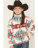 Image #1 - Rock & Roll Denim Girls' Southwestern Print Sherpa Pullover, Natural, hi-res