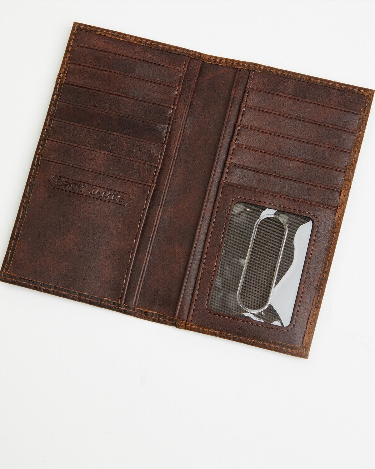 Image #3 - Cody James Men's Caiman Print Rodeo Wallet, Dark Brown, hi-res