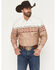 Image #1 - Rodeo Clothing Men's Southwestern Border Print Long Sleeve Snap Western Shirt, Camel, hi-res